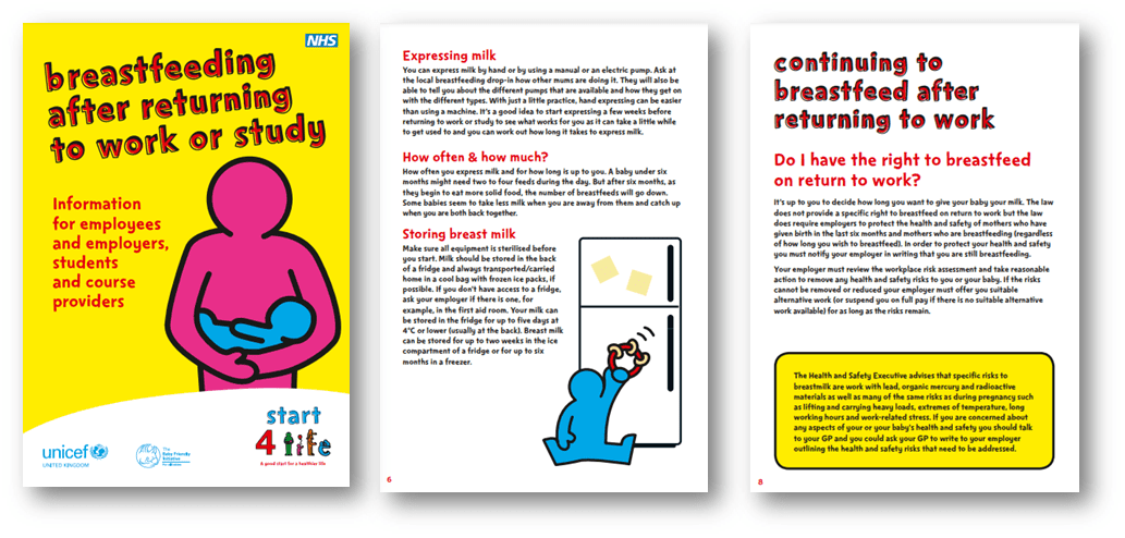 Start for Life booklet- breastfeeding after returning to work or study- sample