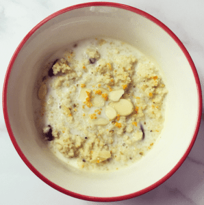 Baby Breakfast Ideas - Cous cous made with milk and mixed with raisins, orange zest, raisins cinnamon