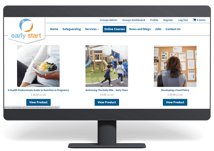 Early Start Nutrition Online Training Page Screenshot