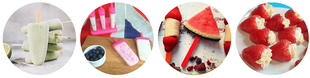 Pudding ideas: - Avocado ice lollies - Fruity frozen yoghurt lollies - Frozen fruit sticks - Strawberry cheesecake bites