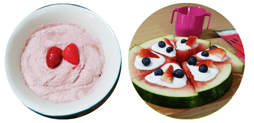 Pudding ideas:
- Strawberry and tofu creamy yoghurt
- Watermelon pizza.
